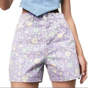 Zara Purple Floral Denim Shorts 8